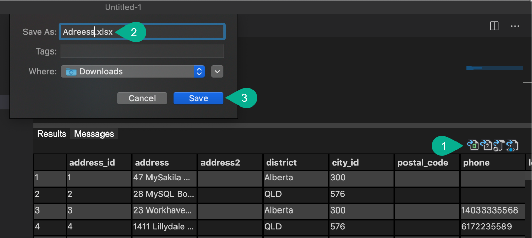 Save As dialog on Mac with download location and Excel file name specified