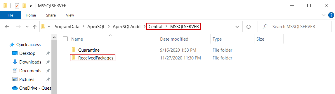 Received audit packages location