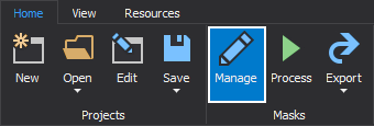 The Manage button in the Home tab