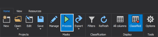 The Process button in the Home tab