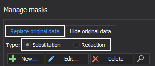 The Replace original data tab