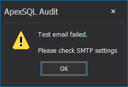 SMTP test failed