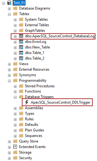 Azure SQL Database framework objects in ApexSQL Source Control 2019