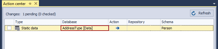 Data in the Action center tab present only in the database