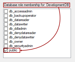 Database roles for user