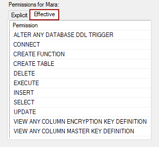 Granted database permissions for user
