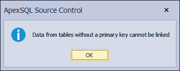 Message for the tables without primary key