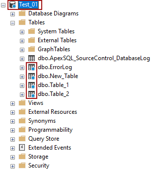 Object status for the linked database in the Object Explorer