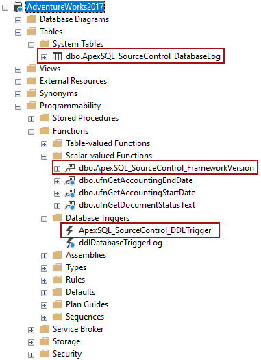 SQL Server and Amazon RDS for SQL Server framework objects the dedicated database after the upgrade in ApexSQL Source Control 2021
