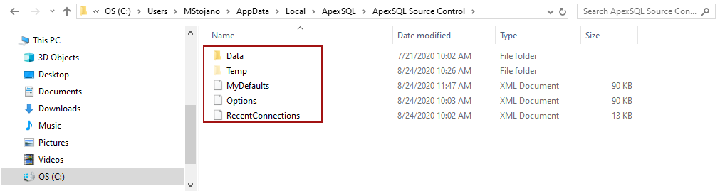 The background data for ApexSQL Source Control