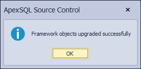 The framework objects upgraded successfully