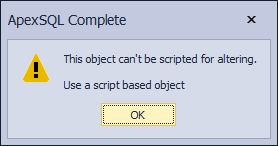 Warning message saying that object cannot be scripted for altering
