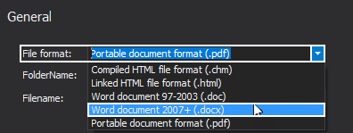 File format output selection