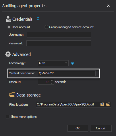 Auditing agent properties