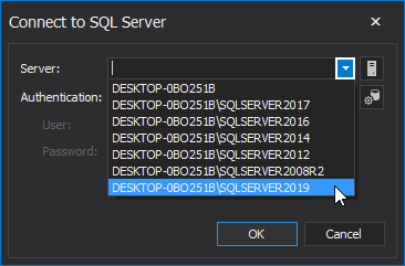 Connect to SQL instance in SQL index tool