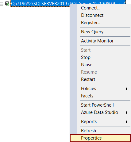 The properties option in the right-click context menu