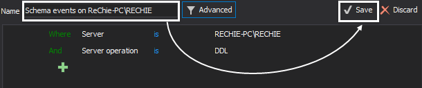 Save defined filter for schema changes