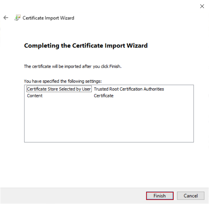 Confirm the certificate installation
