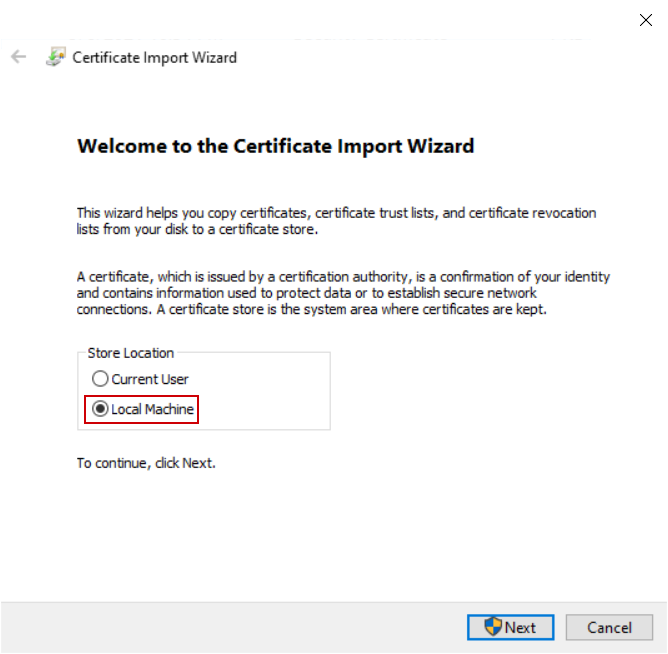 Install the certificate on the system level